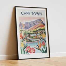 Kirstenbosch Gardens Poster, Cape Town Botanical Art Print, South Africa Travel Wall Art, Vintage Style Floral Illustration - thumbnail 2