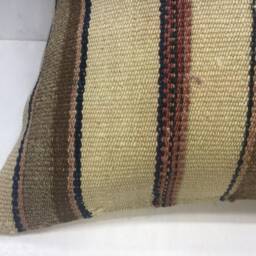 Vintage Turkish Kilim Pillow Cover, Handwoven Accent Cushion - 24x24 - thumbnail 3