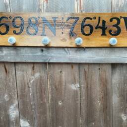 Driftwood Home Coordinates Art With Funky Hangers, Reclaimed Wood Art, Rustic Decor, Beach Painted Wall Vacation Decor - thumbnail 4