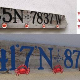 Driftwood Home Coordinates Art With Funky Hangers, Reclaimed Wood Art, Rustic Decor, Beach Painted Wall Vacation Decor - thumbnail 3
