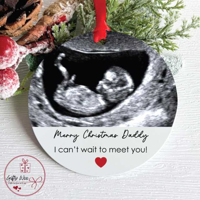 Personalised Pregnancy Announcement Bauble For Daddy To Be - Christmas Gift From Bump For Nanny Grandad Baby Tree Decoration - image 1