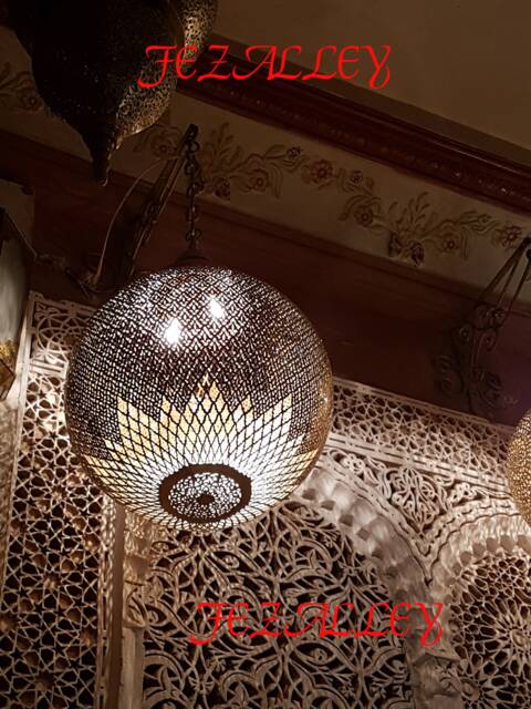 Moroccan Lamp, Candlestick, Traditional Chandelier Light, Copper Mosaic Lighting, Arabian Candlestick - image 1