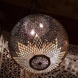 Moroccan Lamp, Candlestick, Traditional Chandelier Light, Copper Mosaic Lighting, Arabian Candlestick - thumbnail 2