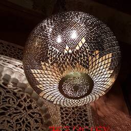 Moroccan Lamp, Candlestick, Traditional Chandelier Light, Copper Mosaic Lighting, Arabian Candlestick - thumbnail 3