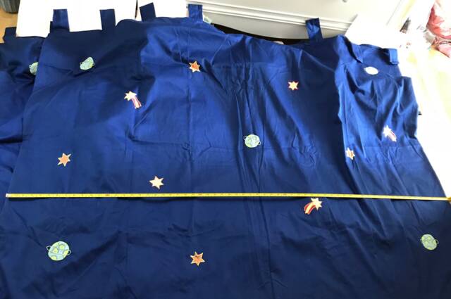 Hand Made - Cotton Curtains Planets Stars Night Sky Appliqu?? Double Fully Lined