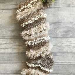 Eco-Friendly Handmade Holiday Stocking, Chunky Knit Christmas Decor, Sustainable Zero Waste Textured Detail - thumbnail 3