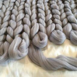 Powder Blush Merino Wool Chunky Knit Blanket, Partially Felted, Handmade in UK - thumbnail 4