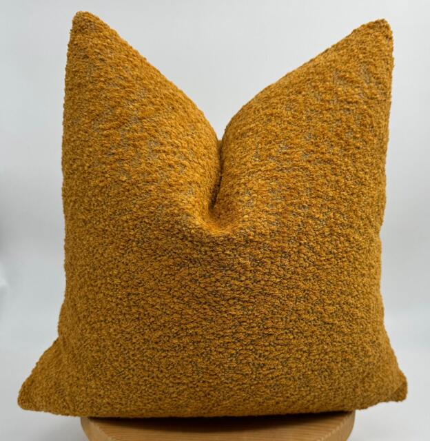 Orange Boucle Pillow Cover, Wool Blend Cushion, Boho Summer Decor - image 1