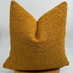 Orange Boucle Pillow Cover, Wool Blend Cushion, Boho Summer Decor - thumbnail 3