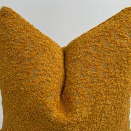 Orange Boucle Pillow Cover, Wool Blend Cushion, Boho Summer Decor - thumbnail 2