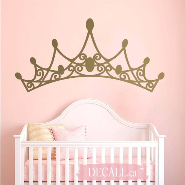 Princess Tiara Headboard Wall Art - Decal Girl Room Decor Kids Nursery Removable Vinyl D033 - image 1