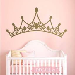 Princess Tiara Headboard Wall Art - Decal Girl Room Decor Kids Nursery Removable Vinyl D033