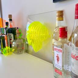 Neon Yellow Acrylic Art 3D Human Silhouette, Contemporary Home Decor - thumbnail 1