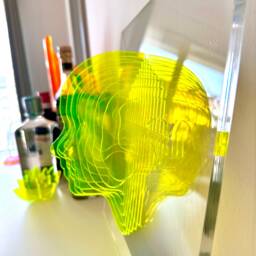 Neon Yellow Acrylic Art 3D Human Silhouette, Contemporary Home Decor - thumbnail 3