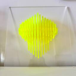 Neon Yellow Acrylic Art 3D Human Silhouette, Contemporary Home Decor - thumbnail 2