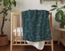 Celestial - Teal & Gold Beige, Sherpa Fleece Blanket, Decor, Kids Bedding, Children's Room, Blue Green Blanket