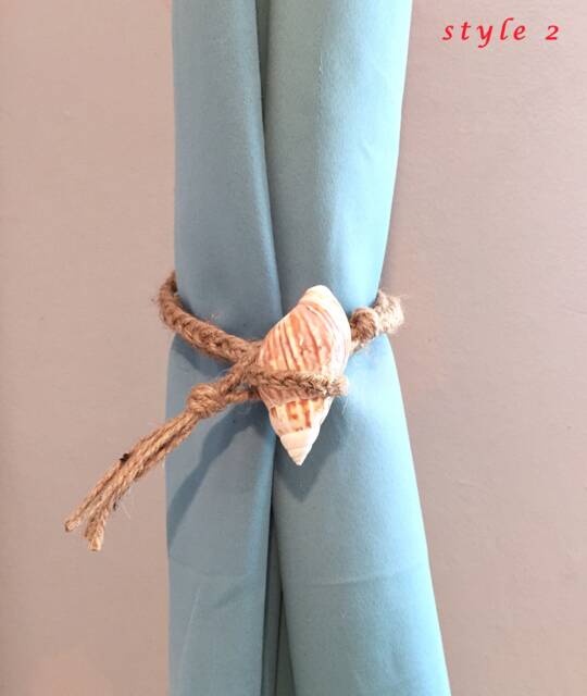 Seashell Curtain Tiebacks Hemp Rope, Beach Decor - image 1