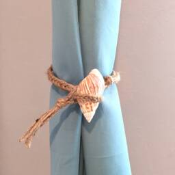 Seashell Curtain Tiebacks Hemp Rope, Beach Decor - thumbnail 2