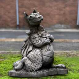 Dragon With Flowers Figurine Concrete Animal Sculpture Stone Mythical Creature Statue Handmade Outdoor Ornament Fantasy Yard Gift - thumbnail 1