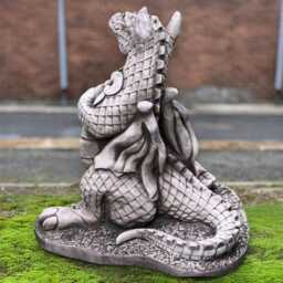 Dragon With Flowers Figurine Concrete Animal Sculpture Stone Mythical Creature Statue Handmade Outdoor Ornament Fantasy Yard Gift - thumbnail 3