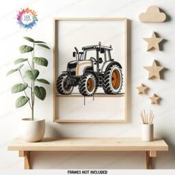 Kids Tractor Poster Set - 3 Orange Posters - Boys Bedroom Artwork Farm Wall Art Tractors Farmyard Nursery Decor Gift Farmer Print - thumbnail 3