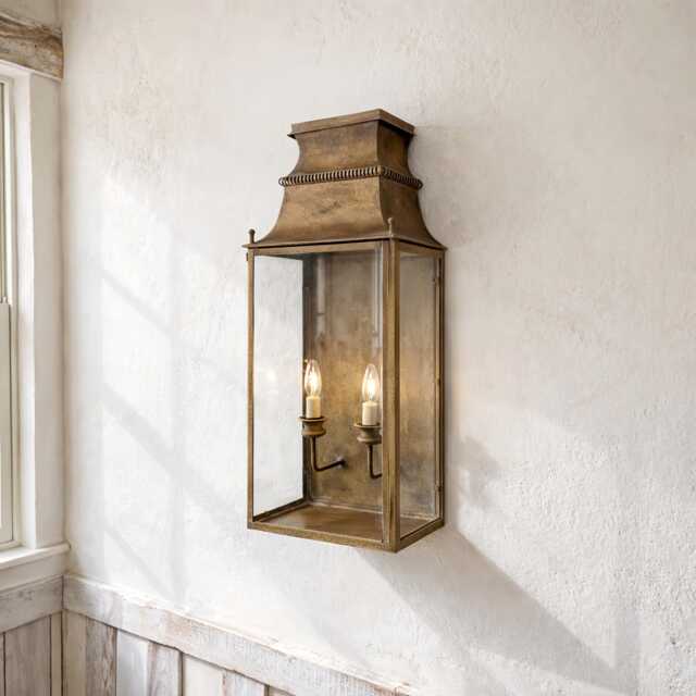 Vintage Wall Lantern With Glass Door, Double Light French Style Sconce - image 1