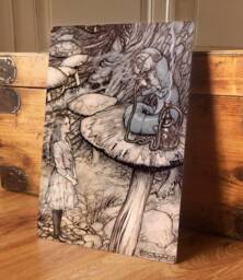Home Wall Art Print Vintage Alice Wonderland & Caterpillar Metal Classic Illustration Plaque, Waterproof, 200mm X 305mm