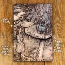 Home Wall Art Print Vintage Alice Wonderland & Caterpillar Metal Classic Illustration Plaque, Waterproof, 200mm X 305mm - thumbnail 2