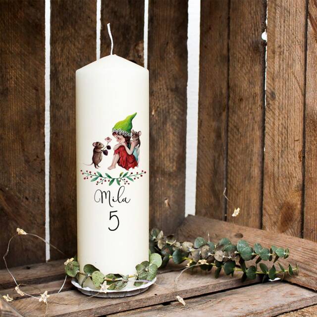 Birthday Candle For Elf Fairy With Mouse Desired Name & Age Wk83 - image 1