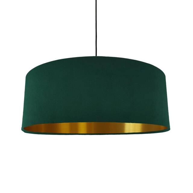 Extra Large Green Velvet Lampshade With Gold Lining - image 1