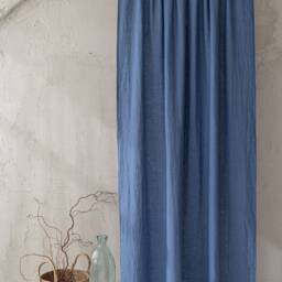 Denim Blue Linen Curtain, Rod Pocket Natural Window Treatments, Custom Curtain Panel, Home Decor - thumbnail 2