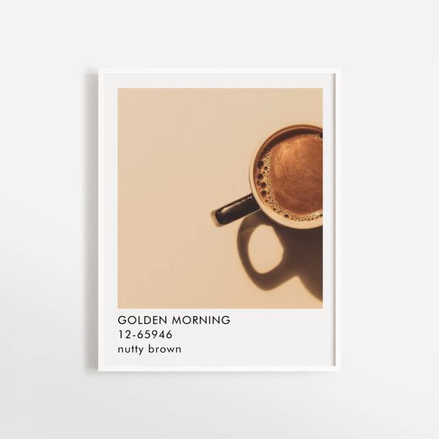 Golden Morning Coffee Art Print Minimalist Beige Texture - image 1