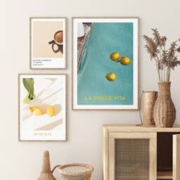 Golden Morning Coffee Art Print Minimalist Beige Texture - thumbnail 3