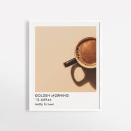 Golden Morning Coffee Art Print Minimalist Beige Texture - thumbnail 1