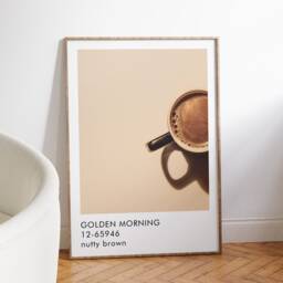 Golden Morning Coffee Art Print Minimalist Beige Texture - thumbnail 2