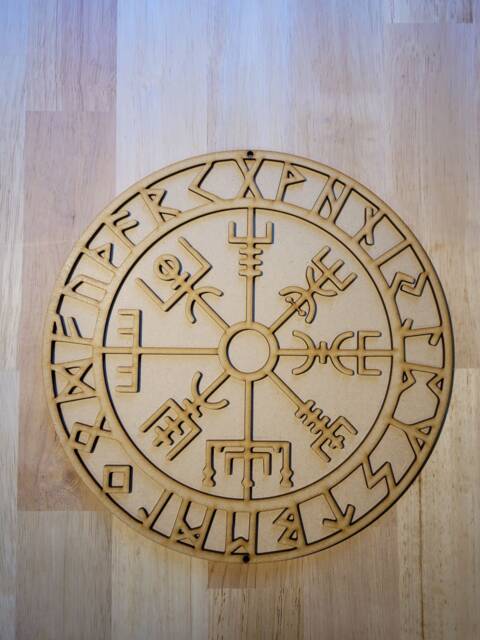 3D Wooden Nordic Viking Wayfinder Sign Unpainted Mdf Wall Art - image 1