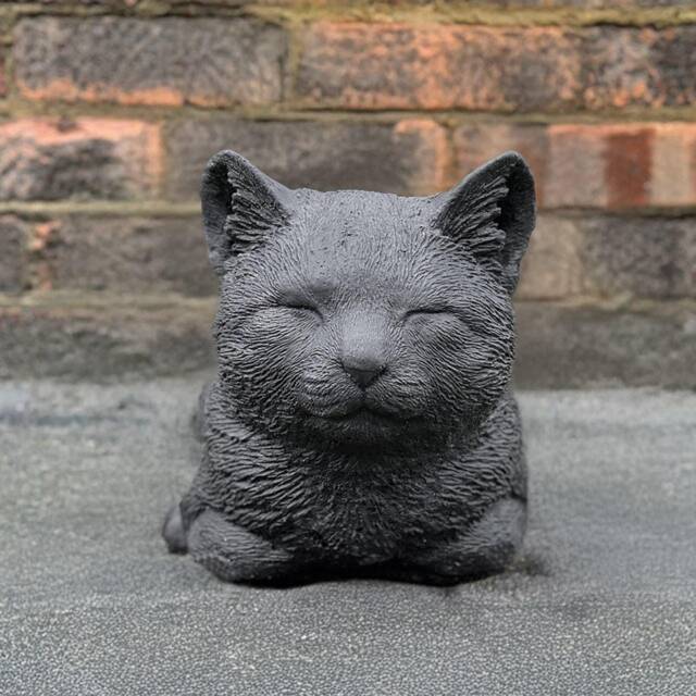Stone Cat Figurine Outdoor Kitten Statue Concrete Kitty Sculpture Cement Memorial Ornament Sleeping Decoration Kitty Lover Gift - image 1