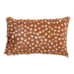 Axis Deer Print Lumbar Pillow, Goat Fur Accent - thumbnail 1