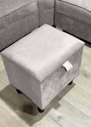 Silver Velvet Storage Ottoman - Small Square Footstool Coffee Table - thumbnail 3