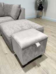 Silver Velvet Storage Ottoman - Small Square Footstool Coffee Table - thumbnail 1