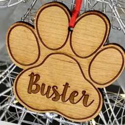 Personalised Cherry Wood Pet Dog, Cat, Christmas Bauble Tree Decoration Gift - thumbnail 3