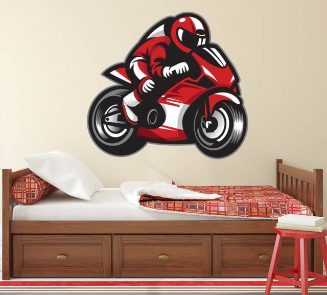 Moto Gp Wall Decal - Rider Motorcycle Kids Boys Room Racing Bike Dirt Vinyl Decal