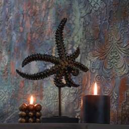 Decorative Small Starfish Sculpture Handmade Sea Star Statue, Stylish Bookshelf & Aquarium Decor - thumbnail 3