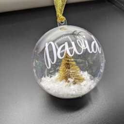 Personalised Glitter Tree Snow Globe Christmas Bauble/Decoration Name Ornament Gift - thumbnail 3