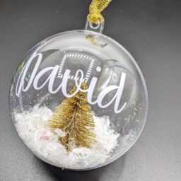 Personalised Glitter Tree Snow Globe Christmas Bauble/Decoration Name Ornament Gift - thumbnail 2