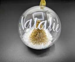 Personalised Glitter Tree Snow Globe Christmas Bauble/Decoration Name Ornament Gift