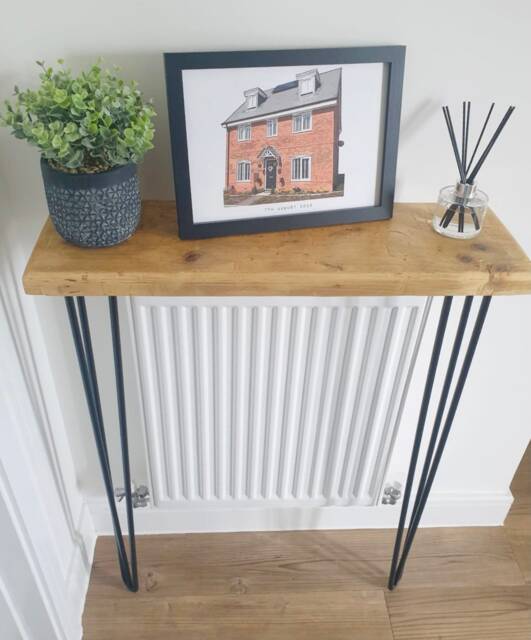 Reclaimed Scaffold Board Console Table With Hairpin Legs - image 1