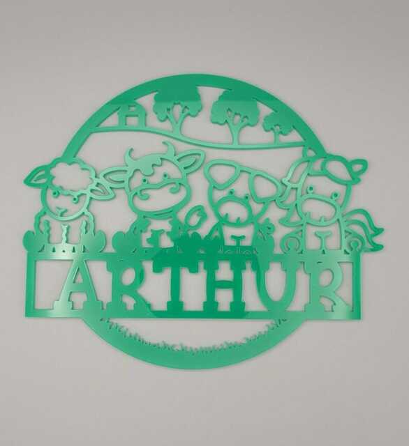 Personalised Cute Farm Animals Bedroom Decor, On The Farm, Sheep, Cow, Horse, Pig Name Sign Name, Door Or Wall Hanger in Acrylic Wood - image 1
