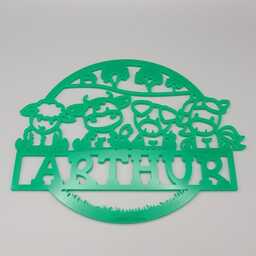 Personalised Cute Farm Animals Bedroom Decor, On The Farm, Sheep, Cow, Horse, Pig Name Sign Name, Door Or Wall Hanger in Acrylic Wood - thumbnail 4