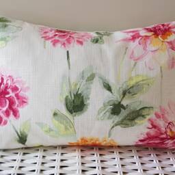 "Laura Ashley Orange & Pink Floral Cushion, Backed With Plain Off White, Handmade A Zip Fastening 18"" By 12" - thumbnail 3